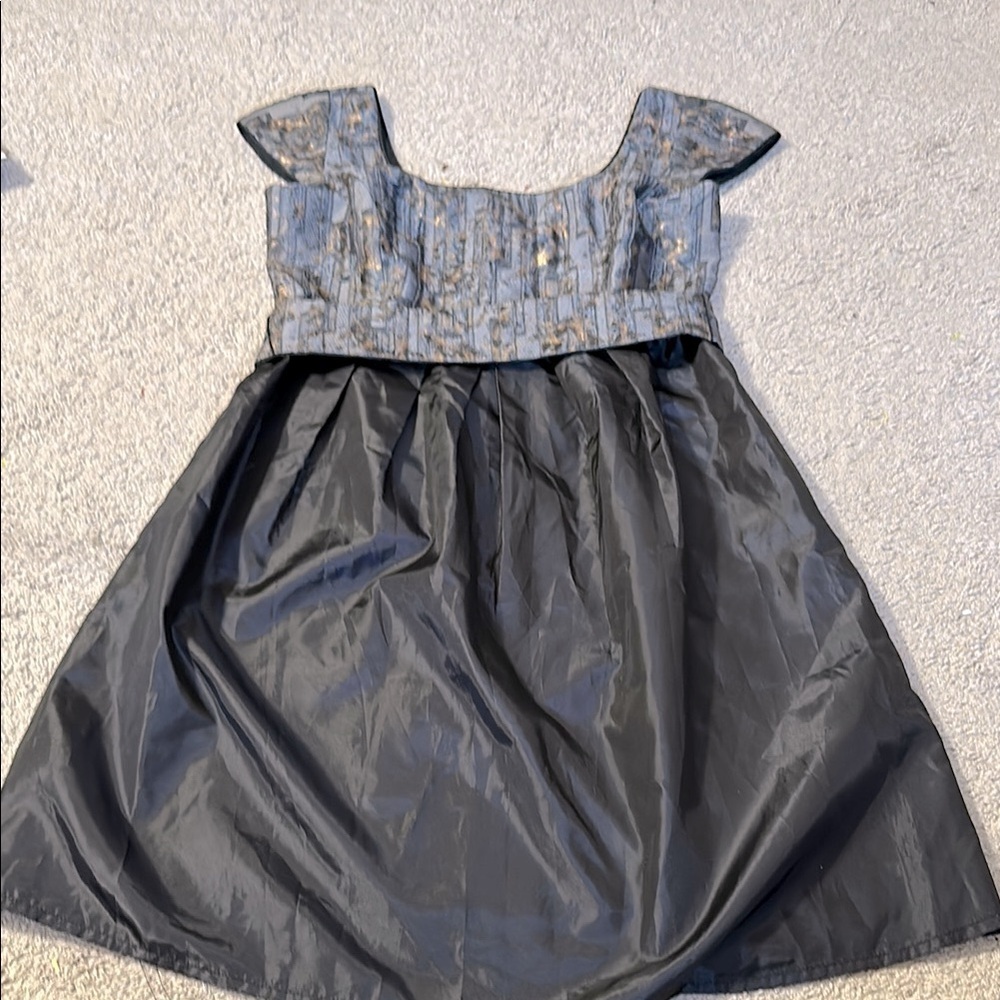 Debbi O. Maternity Dress Small Black Gray Gold Belted Party NWT LOFT